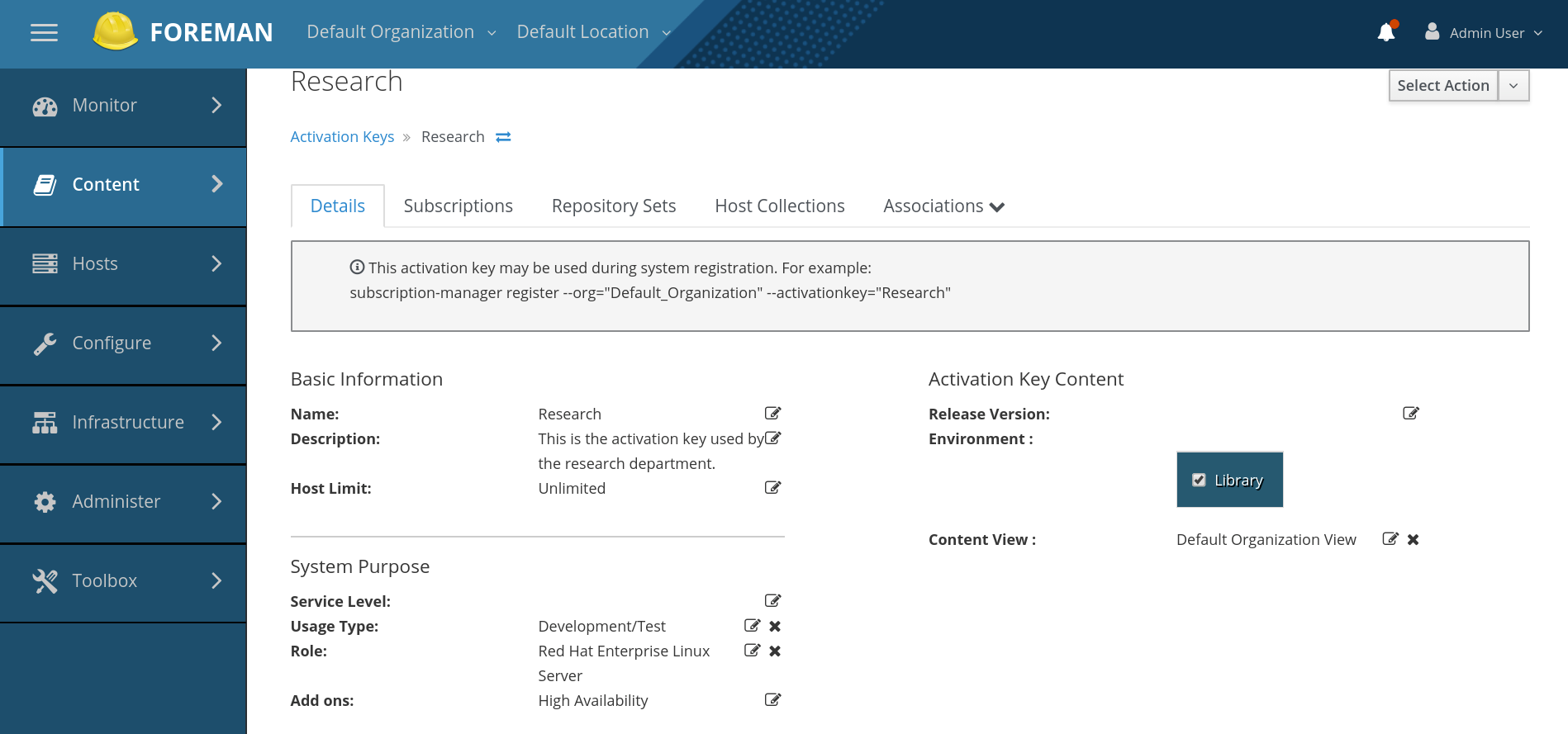 Adding System Purpose to an Activation Key