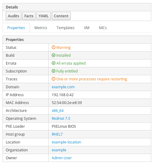 View Host Trace Status