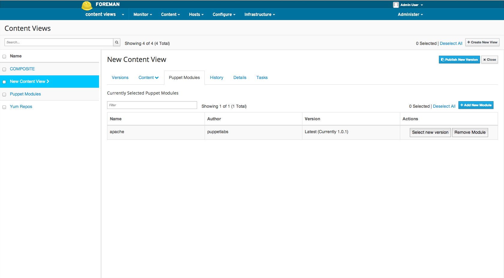 Adding a puppet module to a Content View 4