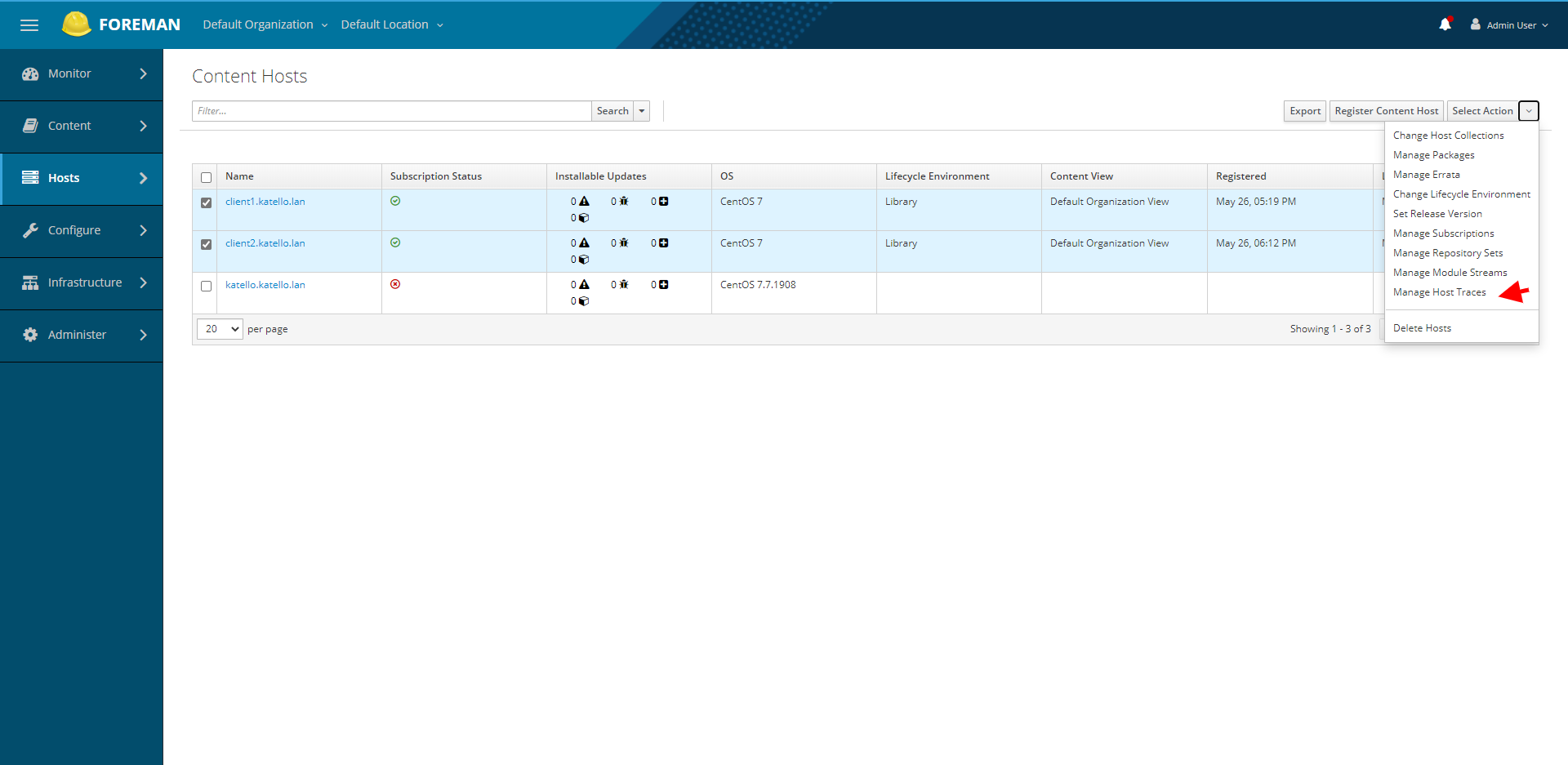 View Bulk Host Traces