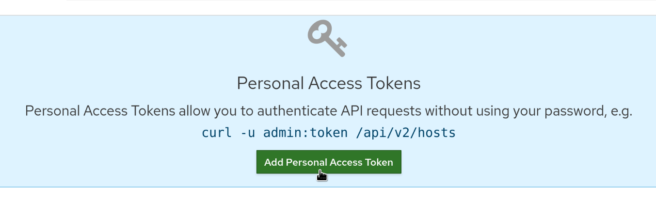 Personal Access Token page, Add Personal Access Token button is selected